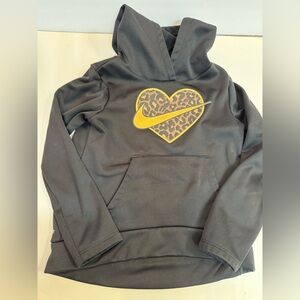 Girls Black Cheetah Nike Dri-Fit Hooded Sweatshirt Sz 6 Med